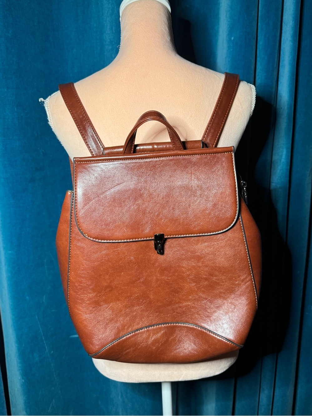 Classic Brown faux Leather Backpack